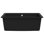 vidaXL Chiuvetă de bucătărie cu orificiu de preaplin, negru, granit vidaXL Chiuvetă de bucătărie cu orificiu de preaplin, negru, granit