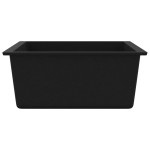 vidaXL Chiuvetă de bucătărie cu orificiu de preaplin, negru, granit vidaXL Chiuvetă de bucătărie cu orificiu de preaplin, negru, granit