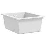 vidaXL Chiuvetă de bucătărie cu orificiu de preaplin, alb, granit vidaXL Chiuvetă de bucătărie cu orificiu de preaplin, alb, granit