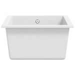 vidaXL Chiuvetă de bucătărie cu orificiu de preaplin, alb, granit vidaXL Chiuvetă de bucătărie cu orificiu de preaplin, alb, granit
