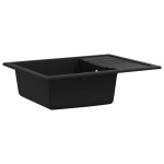 vidaXL Chiuvetă de bucătărie cu orificiu de preaplin, negru, oval, granit vidaXL Chiuvetă de bucătărie cu orificiu de preaplin, negru, oval, granit