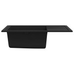 vidaXL Chiuvetă de bucătărie cu orificiu de preaplin, negru, oval, granit vidaXL Chiuvetă de bucătărie cu orificiu de preaplin, negru, oval, granit