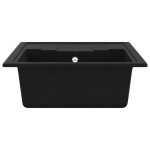 vidaXL Chiuvetă de bucătărie cu orificiu de preaplin, negru, oval, granit vidaXL Chiuvetă de bucătărie cu orificiu de preaplin, negru, oval, granit