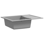 vidaXL Chiuvetă de bucătărie cu orificiu de preaplin, gri, oval, granit vidaXL Chiuvetă de bucătărie cu orificiu de preaplin, gri, oval, granit