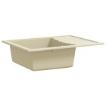 vidaXL Chiuvetă de bucătărie cu orificiu de preaplin, bej, oval, granit vidaXL Chiuvetă de bucătărie cu orificiu de preaplin, bej, oval, granit
