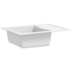 vidaXL Chiuvetă de bucătărie cu orificiu de preaplin, alb, oval, granit vidaXL Chiuvetă de bucătărie cu orificiu de preaplin, alb, oval, granit