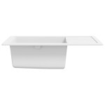 vidaXL Chiuvetă de bucătărie cu orificiu de preaplin, alb, oval, granit vidaXL Chiuvetă de bucătărie cu orificiu de preaplin, alb, oval, granit