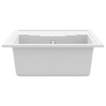 vidaXL Chiuvetă de bucătărie cu orificiu de preaplin, alb, oval, granit vidaXL Chiuvetă de bucătărie cu orificiu de preaplin, alb, oval, granit
