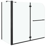 vidaXL Cabină de duș dublu-pliabilă, negru, 120x68x130 cm, ESG vidaXL Cabină de duș dublu-pliabilă, negru, 120x68x130 cm, ESG