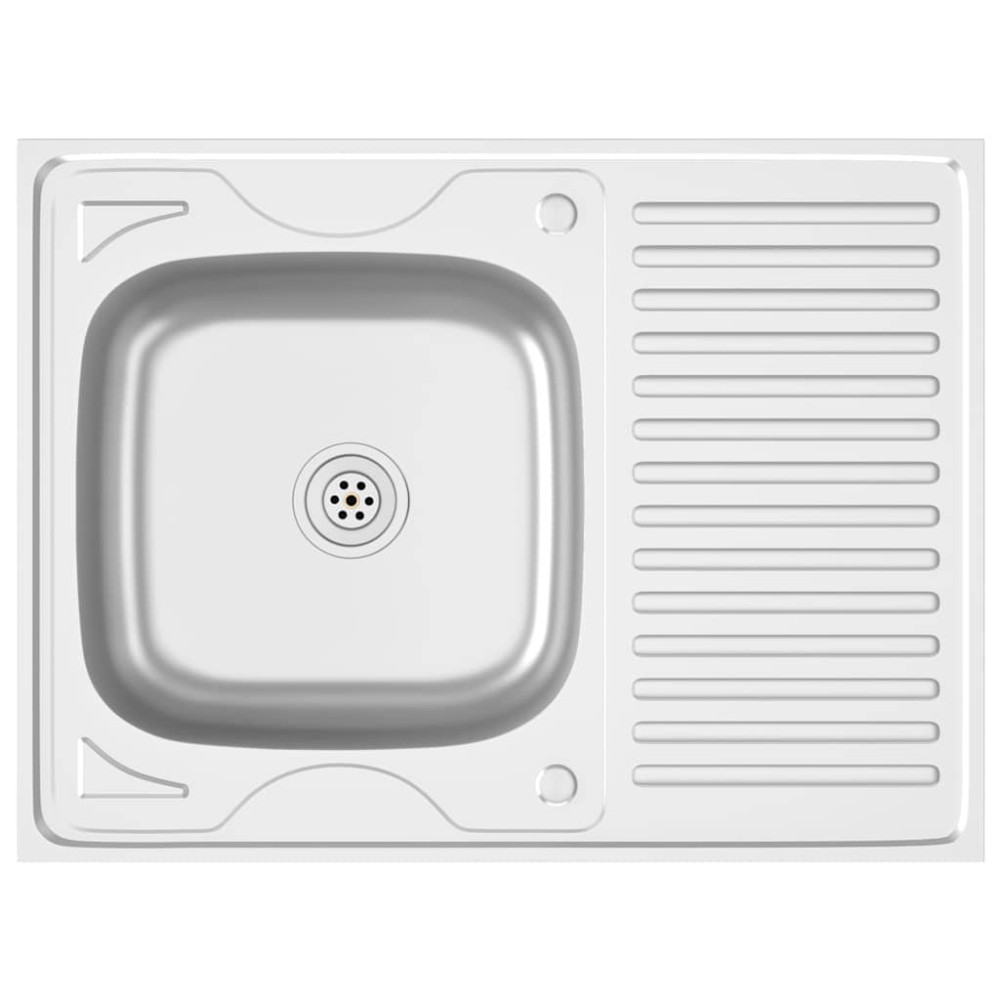 vidaXL Chiuvetă bucătărie cu scurgător, argintiu 800x600x155 mm oțel