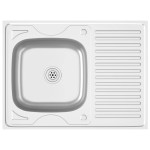 vidaXL Chiuvetă bucătărie cu scurgător, argintiu 800x600x155 mm oțel