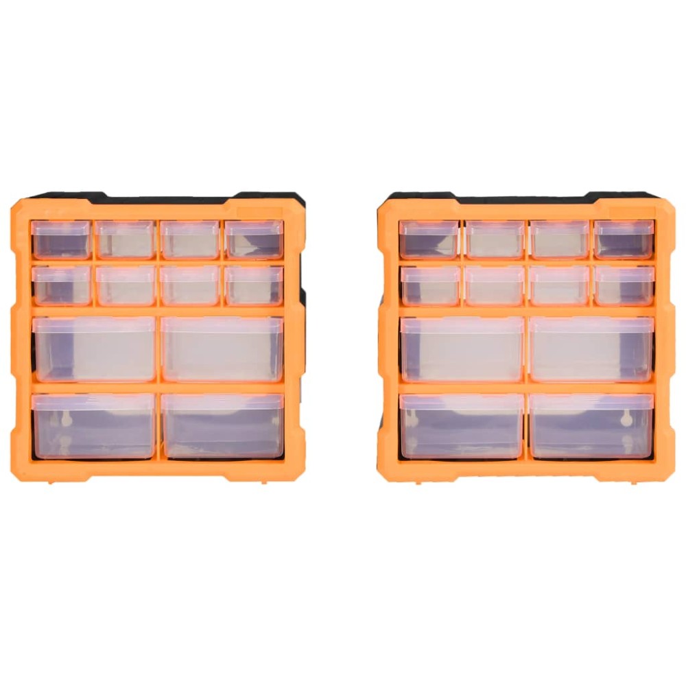 vidaXL Organizatoare cu 12 sertare, 2 buc., 26,5 x 16 x 26 cm
