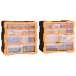 vidaXL Organizatoare cu 12 sertare, 2 buc., 26,5 x 16 x 26 cm