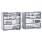 vidaXL Organizatoare cu 12 sertare, 2 buc., 26,5 x 16 x 26 cm