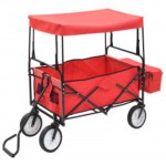 vidaXL Cărucior manual pliabil cu copertină, roșu, oțel vidaXL Cărucior manual pliabil cu copertină, roșu, oțel