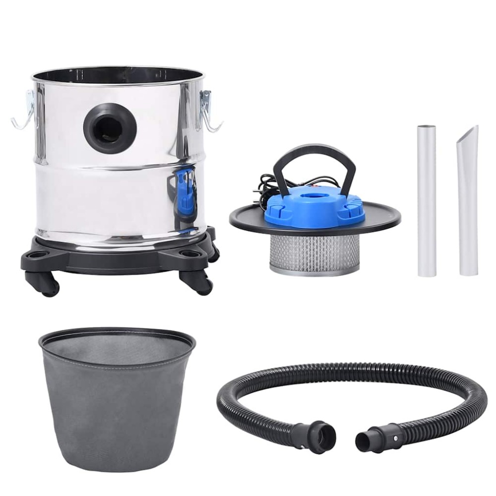 vidaXL Aspirator de cenușă filtru HEPA, 1200 W, 20 L, oțel inoxidabil