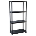 vidaXL Raft de depozitare cu 4 polițe, negru, 61x30,5x130 cm, plastic vidaXL Raft de depozitare cu 4 polițe, negru, 61x30,5x130 cm, plastic