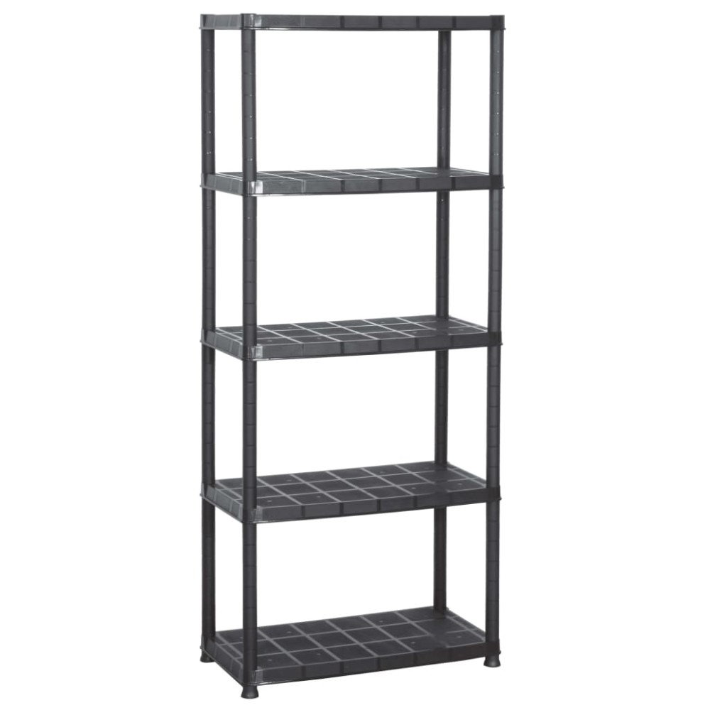 vidaXL Raft de depozitare cu 5 polițe, negru, 71x38x170 cm, plastic