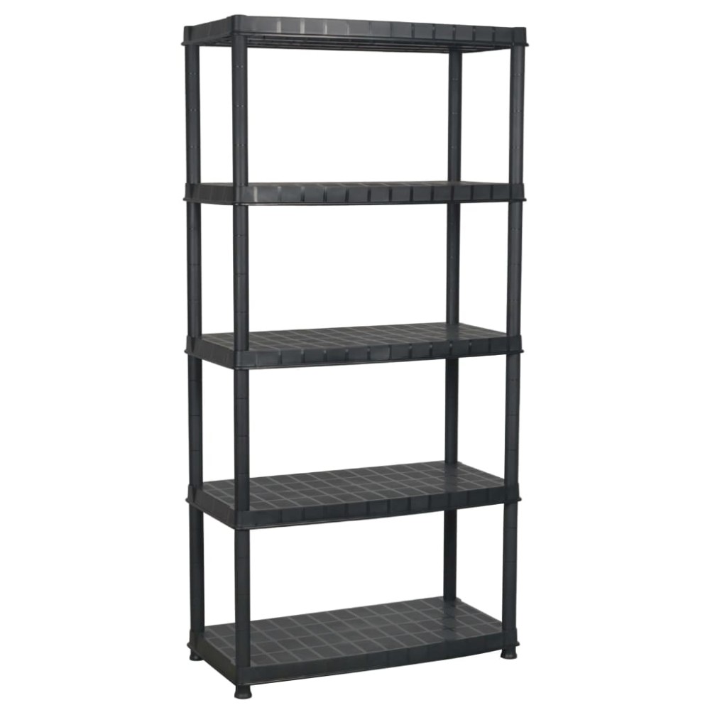 vidaXL Raft de depozitare cu 5 polițe, negru, 85x40x185 cm, plastic