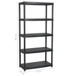 vidaXL Raft de depozitare cu 5 polițe, negru, 85x40x185 cm, plastic vidaXL Raft de depozitare cu 5 polițe, negru, 85x40x185 cm, plastic