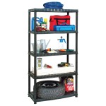 vidaXL Raft de depozitare cu 5 polițe, negru, 91,5x45,7x185 cm plastic vidaXL Raft de depozitare cu 5 polițe, negru, 91,5x45,7x185 cm plastic