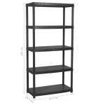 vidaXL Raft de depozitare cu 5 polițe, negru, 91,5x45,7x185 cm plastic vidaXL Raft de depozitare cu 5 polițe, negru, 91,5x45,7x185 cm plastic
