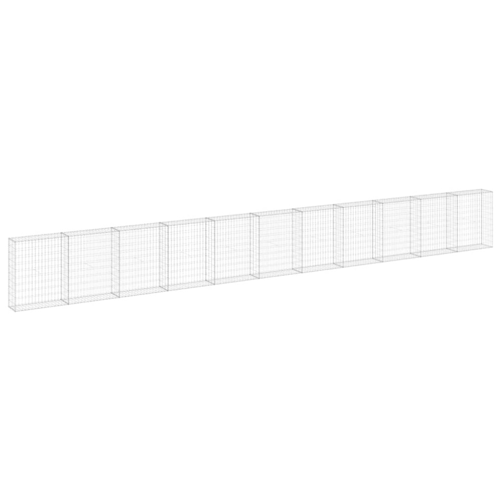 vidaXL Perete gabion cu capace, 900 x 30 x 100 cm, oțel galvanizat
