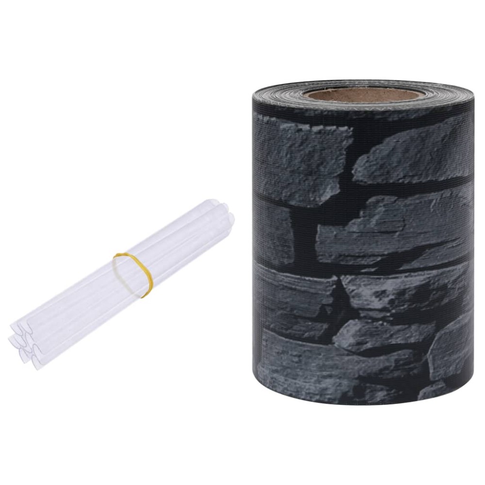 vidaXL Panou intimitate grădină, gri, 35 x 0,19 m, PVC, aspect piatră