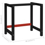vidaXL Cadru metalic banc de lucru, 80x57x79 cm, negru și roșu