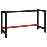vidaXL Cadru metalic banc de lucru, 150x57x79 cm, negru și roșu vidaXL Cadru metalic banc de lucru, 150x57x79 cm, negru și roșu