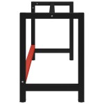 vidaXL Cadru metalic banc de lucru, 150x57x79 cm, negru și roșu vidaXL Cadru metalic banc de lucru, 150x57x79 cm, negru și roșu