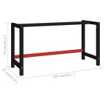 vidaXL Cadru metalic banc de lucru, 150x57x79 cm, negru și roșu vidaXL Cadru metalic banc de lucru, 150x57x79 cm, negru și roșu