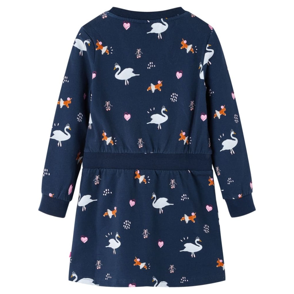 Rochie pentru copii cu mâneci lungi, bleumarin, 104