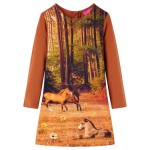Rochie pentru copii cu mâneci lungi, coniac, 104 Rochie pentru copii cu mâneci lungi, coniac, 104