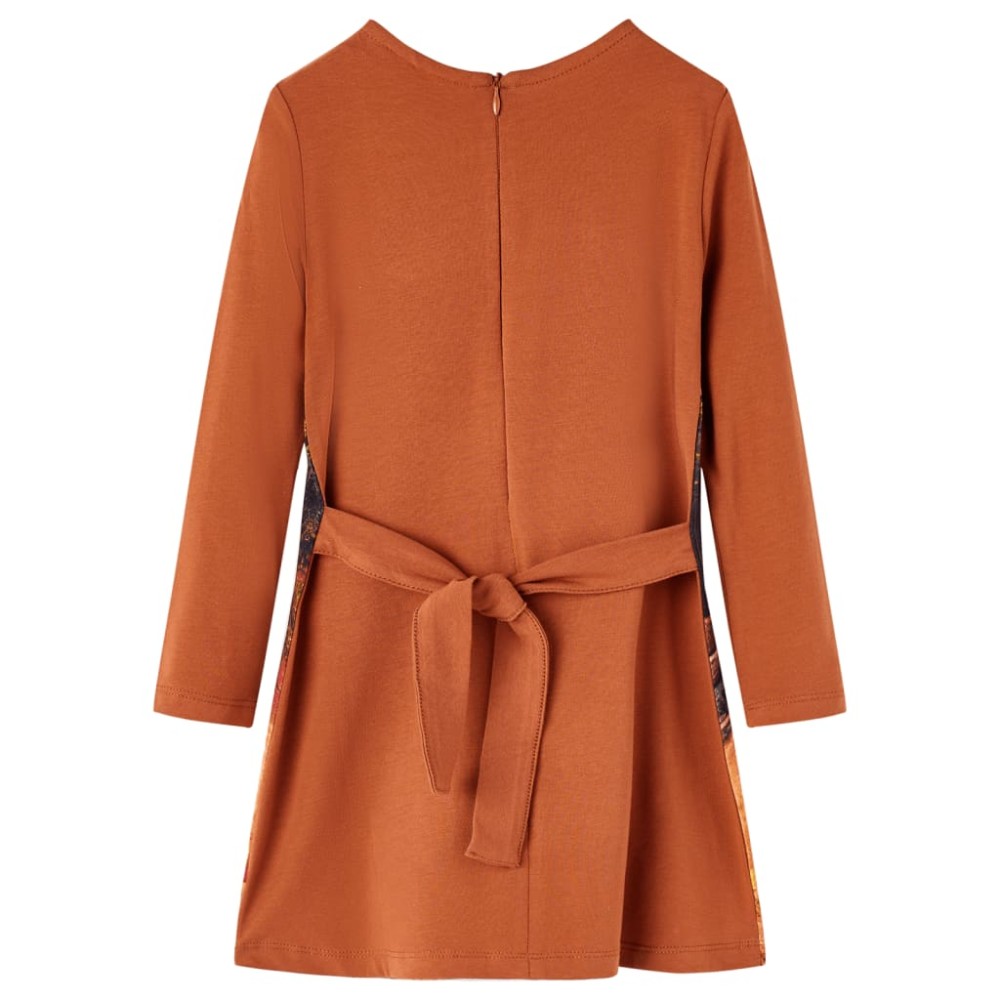 Rochie pentru copii cu mâneci lungi, coniac, 128