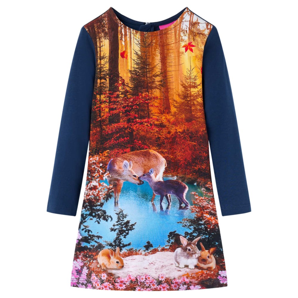 Rochie cu mâneci lungi pentru copii, bleumarin, 92