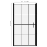 vidaXL Ușă de duș, negru, 100 x 178 cm, sticlă securizată