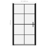 vidaXL Ușă de duș, negru, 100 x 178 cm, sticlă securizată