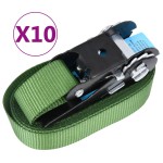 vidaXL Chingi de fixare cu clichet, 10 buc., verde, 6 m, 800 daN vidaXL Chingi de fixare cu clichet, 10 buc., verde, 6 m, 800 daN