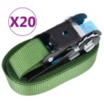 vidaXL Chingi de fixare cu clichet, 20 buc., verde, 6 m, 800 daN vidaXL Chingi de fixare cu clichet, 20 buc., verde, 6 m, 800 daN