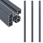 vidaXL Stâlpi de gard, 3 buc., gri închis, 185 cm, aluminiu vidaXL Stâlpi de gard, 3 buc., gri închis, 185 cm, aluminiu