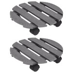vidaXL Suporturi de plante cu role, 2 buc., gri, Ø30x7,5 cm, WPC vidaXL Suporturi de plante cu role, 2 buc., gri, Ø30x7,5 cm, WPC
