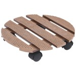 vidaXL Suporturi de plante cu role, 2 buc., maro, Ø30x7,5 cm, WPC vidaXL Suporturi de plante cu role, 2 buc., maro, Ø30x7,5 cm, WPC