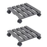 vidaXL Suporturi de plante cu role, 2 buc., gri, 30x30x7,5 cm, WPC vidaXL Suporturi de plante cu role, 2 buc., gri, 30x30x7,5 cm, WPC