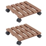 vidaXL Suporturi de plante cu role, 2 buc., maro, 30x30x7,5 cm, WPC vidaXL Suporturi de plante cu role, 2 buc., maro, 30x30x7,5 cm, WPC