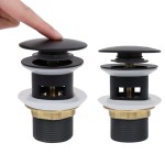 vidaXL Ventil scurgere push, funcție de preaplin, negru 6,4x6,4x9,1 cm vidaXL Ventil scurgere push, funcție de preaplin, negru 6,4x6,4x9,1 cm