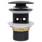 vidaXL Ventil scurgere push, funcție de preaplin, negru 6,4x6,4x9,1 cm vidaXL Ventil scurgere push, funcție de preaplin, negru 6,4x6,4x9,1 cm