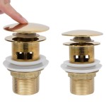 vidaXL Ventil scurgere push, funcție de preaplin, auriu 6,4x6,4x9,1 cm vidaXL Ventil scurgere push, funcție de preaplin, auriu 6,4x6,4x9,1 cm
