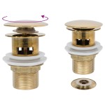 vidaXL Ventil scurgere push, funcție de preaplin, auriu 6,4x6,4x9,1 cm vidaXL Ventil scurgere push, funcție de preaplin, auriu 6,4x6,4x9,1 cm