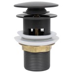 vidaXL Ventil scurgere push, funcție de preaplin, gri, 6,4x6,4x9,1 cm
